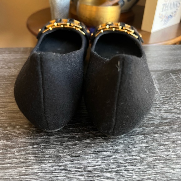 NEW! Tory Burch Martha Chain Link Black Flannel Ballet Flats 7M $298 - Picture 5 of 9